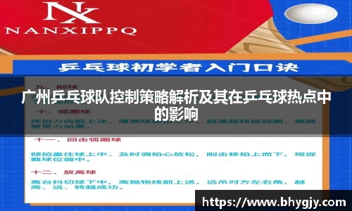 广州乒乓球队控制策略解析及其在乒乓球热点中的影响