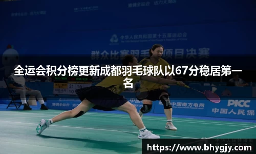全运会积分榜更新成都羽毛球队以67分稳居第一名